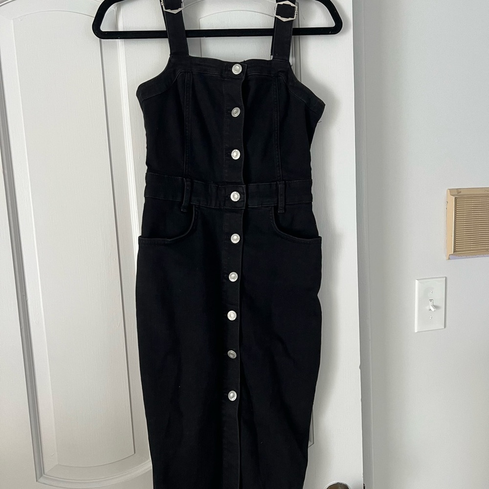 Zara Black Midi Jean Dress- stretchy, flattering material